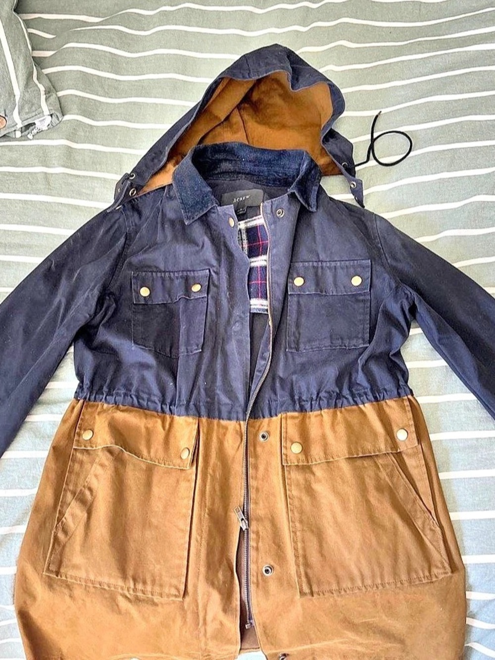 J.Crew Color Block Hooded Utility Jacket Small